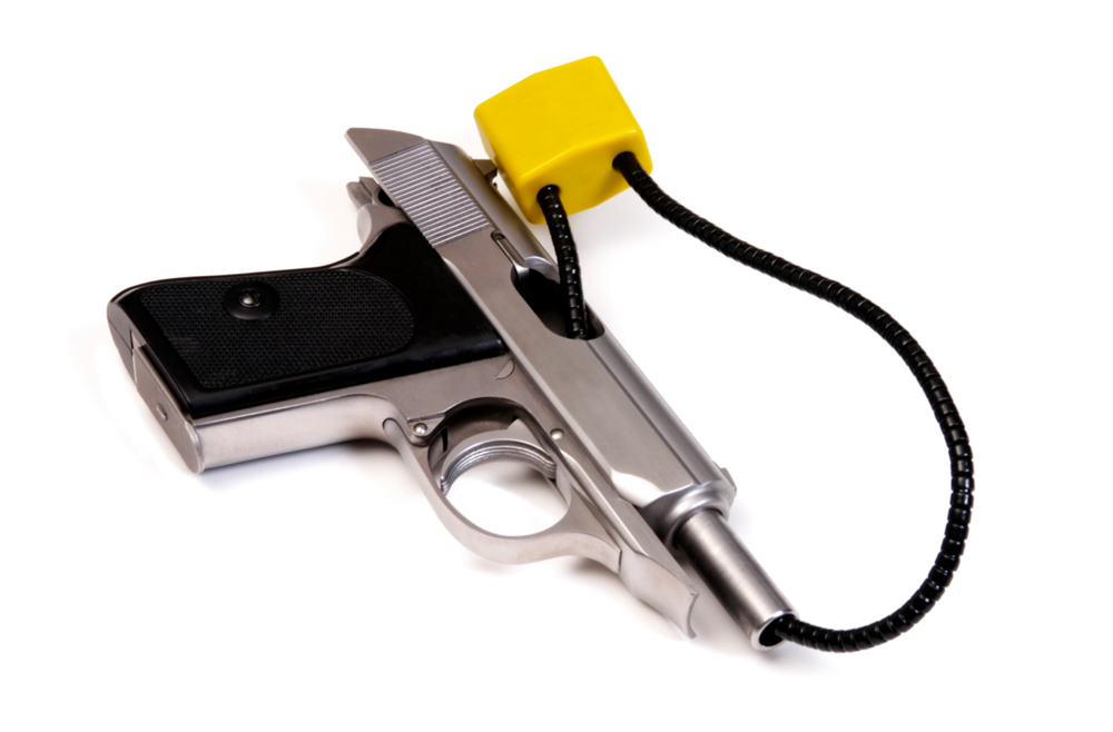 A gun with a cable lock
